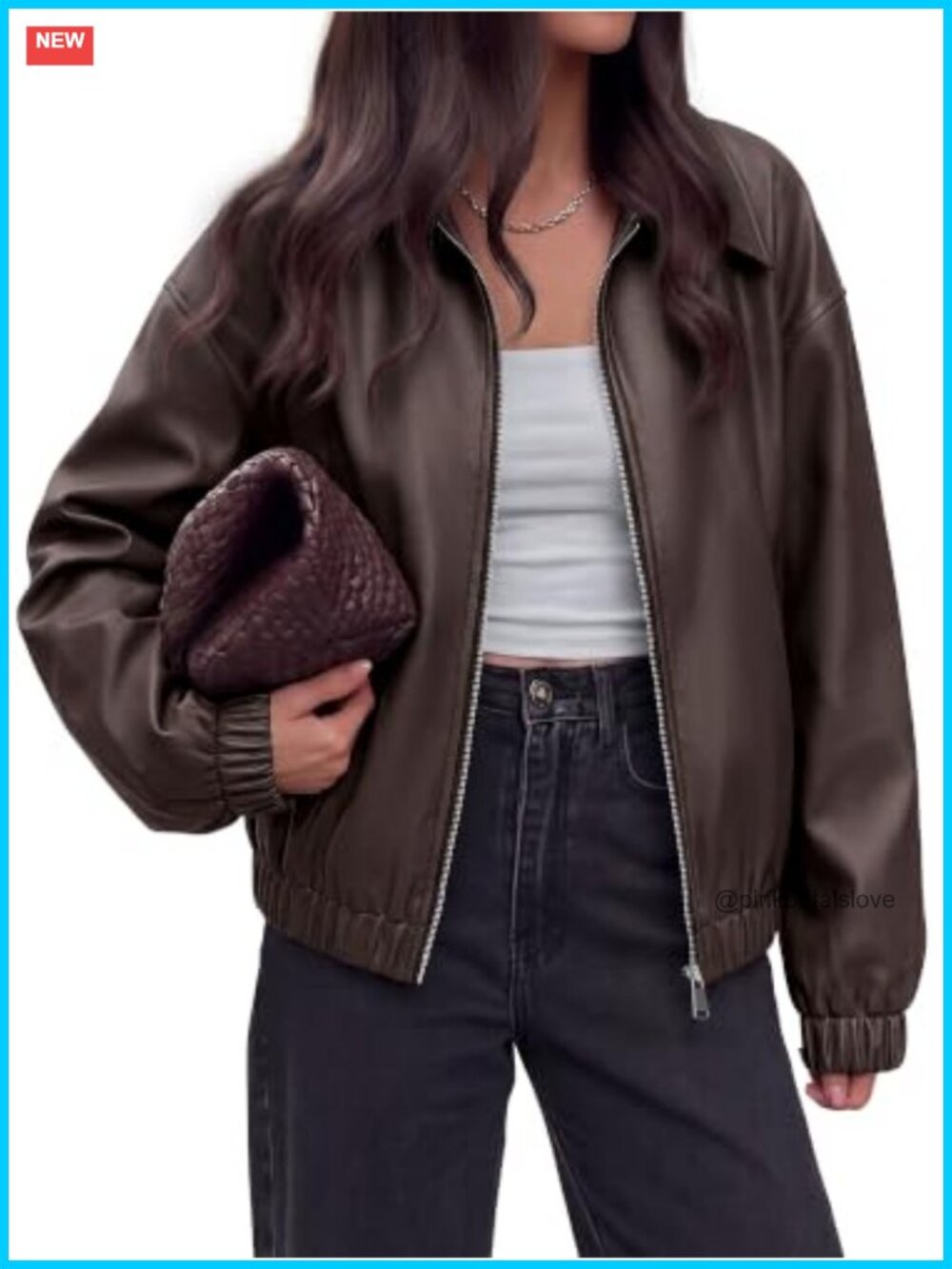 Faux Leather Jacket Women Oversized Zip Up Bomber Coat Fall Winter